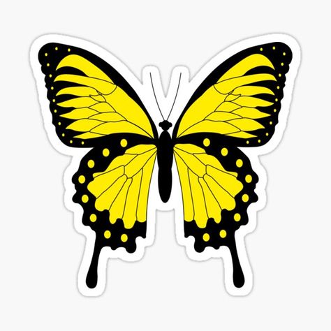 Yellow Stickers, Butterfly Yellow Aesthetic, Black And Yellow Butterfly, Yellow Black Butterfly, Yellow Butterfly Sticker, Clouded Yellow Butterfly, Butterfly Cutout, Orange Butterfly, Butterfly Clip Art