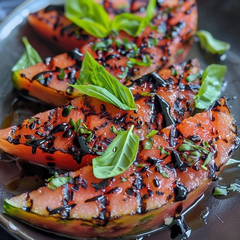 🍉 Grill up a twist with Grilled Watermelon Steak! 🌟 #UniqueEats 🍽️ Grilled Watermelon Steak 🛒 Ingredients: Watermelon: 1 large slice, 1-inch thick Olive oil: 2 tbsp Salt and pepper: To taste Balsamic glaze: 1 tbsp Fresh basil: A few leaves 👩‍🍳 Instructions: Prep: Brush watermelon slice with olive oil and season. Grill: Over medium heat until charred (about 5 min each side). Serve: Drizzle with balsamic, add basil. 🔥 Turn your BBQ into a gourmet affair with Grilled Watermelon Steak! #Grill... Watermelon Steak, Steak Grill, Grilled Watermelon, Instagram Recipes, Twisted Recipes, Watermelon Slice, Watermelon Slices, Trending Recipes, Balsamic Glaze