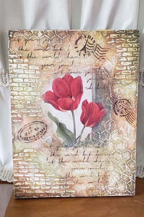 Decoupage Mixed Media, Dequpage Ideas, Canvas Decoupage, Decoupage Canvas, Decoupage On Canvas, Mixed Media Art Techniques, Mixed Media Art Tutorials, Canvas Art Projects, Mixed Media Art Canvas