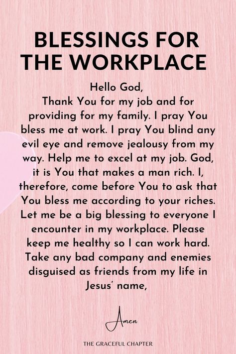 Blessings for the workplace Prayers For Coworkers, Prayers For Difficult Coworkers, Daily Affirmations For Coworkers, Work Place Prayers, Prayers For The Workplace, Prayers For My Co Workers, Prayers For A Good Work Week, Scripture For Workplace, Prayer For Toxic Workplace