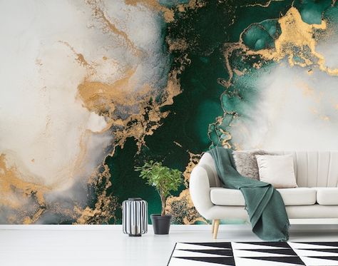 Hue Shifting, Gold Marble Wallpaper, Creative Mural, Marble Wall Decor, Exclusive Bedroom, Marble Wall Mural, Unique Murals, Look Wallpaper, 3d Wall Murals