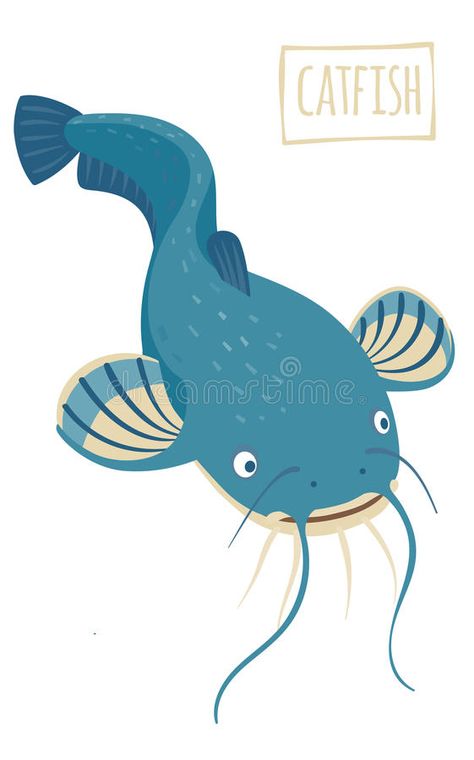 Catfish Cartoon, Catfish Illustration, Catfish Images, Catfish Drawing, Mexico Illustration, Animale Marine, Fishing Baby, Baby Fish, Fish Fry