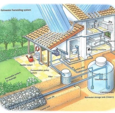 Water Collection System, Casa Hobbit, Rainwater Harvesting System, Earthship Home, Eksterior Modern, Water Collection, Rainwater Harvesting, Rain Water Collection, Earthship