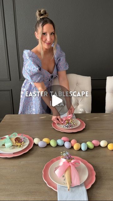 Kristin Miller | Mom of 2 on Instagram: "Easter tablescape idea🐰Comment “links” to get these items sent directly to your DMs! These mini cones are perfect to store fresh flowers & easter treats for your easter brunch! Save & share with someone you want to make these with🌸 • Find these items in my @shop.ltk in my bio or comment “links”🌸 • #easter #easterdecor #bowtrend #easterideas #diyeaster #eastercrafts #homedecor #easterbunny #easterbasket #tablescape #ltkhome #easterbrunch #eastergiftsforkids #eastertable" Easter Bunny Dip Bread Bowl, Mini Cones, Mom Of 2, Easter Gifts For Kids, Easter Tablescapes, Easter Brunch, Easter Table, Easter Treats, Easter Party