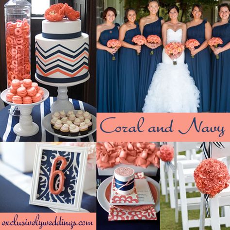 Navy Wedding Theme, Coral Wedding Colors, Wedding Color Combinations, Preppy Wedding, Coral Wedding, Wedding Theme Colors, Navy Blue Wedding, Navy Wedding, Wedding Wishes