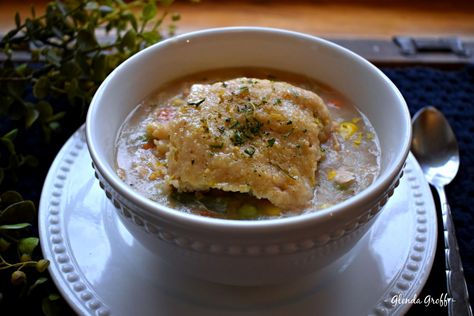 Chicken and Sourdough Dumplings THM E Thm Sourdough, Sourdough Dumplings, Baked Dumplings, Sourdough Chicken, Chicken Kale Soup, Canning Chicken, Around The Family Table, Low Calorie Baking, Thm E