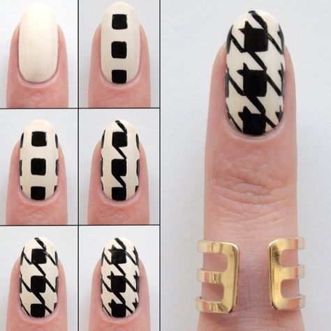 nails Houndstooth Nails, Geometric Nails, Quick Nail Art, Color Carne, Fancy Nail Art, Animal Nail Art, Art Deco Nails, Geometric Nail Art, Nail Art Techniques