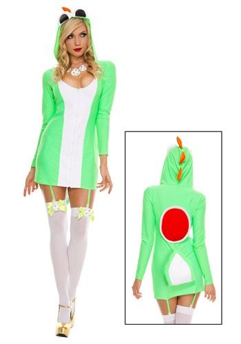 Womens Yoshee Costume, Im getting a potential dress idea from this... Yoshi Costume Diy Women, Yoshi Costume Diy, Ridiculous Costumes, Costume Diy Women, Super Mario Bros Costumes, Mario Kart Costumes, Yoshi Costume, Dress With Garter, Mario Bros Costume