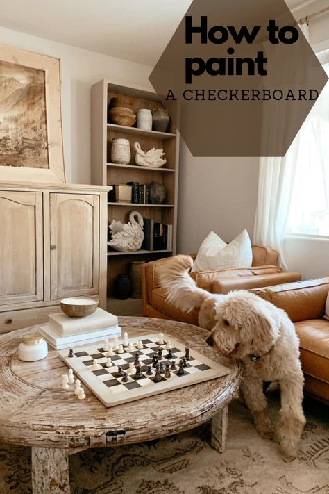 #HomeDecor #refinish #myvintageporch #DIY #checkerboard Coffee Table Chess Board, Glass Chess Pieces, Earth Tones Bedroom Decor, Diy Checkerboard, Chess Board Table, 4h Ideas, Glass Chess, Vintage Porch, Furniture Painting Techniques