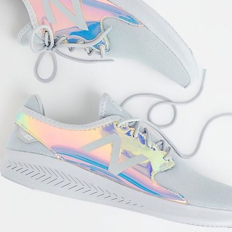 New Balance Iridescent Sneakers 2018 Multicolor Mesh Athleisure Sneakers, Iridescent Outfit, Holographic Shoes Sneakers, Holographic Sneakers, Trendy Iridescent Lace-up Sneakers, Iridescent Sneakers, Iridescent Lace-up Sporty Sneakers, Soft Modern, Fav Color