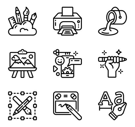 Idea Icon Design, Graphic Icons Design, Graphic Design Icons Illustrations, Graphic Design Icons Symbols, Graphic Design Doodles, Icon Styles Design, Graphic Design Symbols, Icon Architecture, Craft Icon