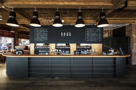 BRANDING | UNA RESTAURANT AND MICROBREWERY Microbrewery Design, Bar Deco, Brewery Bar, Wood Lighting, Brewery Design, Outdoor Kitchen Countertops, Pub Design, Norwegian Design, Coffee Shops Interior