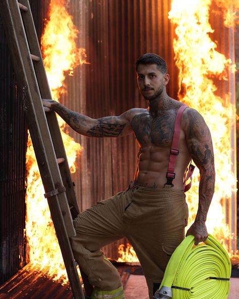 Firefighter Images, Abs Aesthetic, Firefighter Calendar, Michael Roberts, Call Off Duty, Street Workout, Travel Workout, Men In Uniform, Firefighter