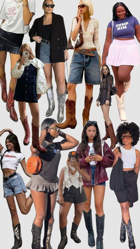 Cowboy Boots outfits for the Summer! I literally wear my pair all the time. Cowboy Boot Outfits Women, Cowboy Boot Outfits Summer, Summer Cowboy Boots Outfit, Cowboy Boots Summer, Cowboy Boots Outfit Summer, Outfits For The Summer, Summer Boots Outfit, Cowboy Boots Outfit, Cowboy Boot Outfits