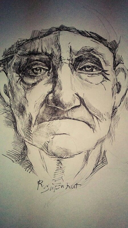 Face Drawing Pen, Pen Sketches Face, Pen Drawing Face, Oldman Portrait, Ink Portrait Drawing, Biro Portrait, Pen Portrait, Portrait Drawing Tips, Biro Drawing