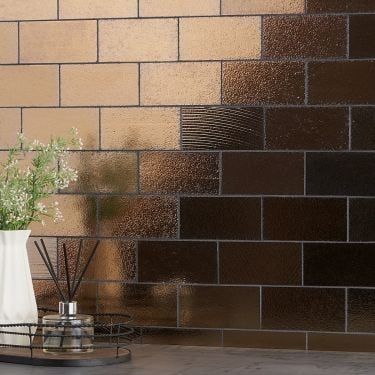 Search results for 'metallics' Bronze Color Palette, Lava Art, Industrial Tile, Bronze Tiles, Unique Kitchen Backsplash, Diy Kitchen Backsplash, Backsplash Wall, Stone Mosaic Tile, Small Tiles