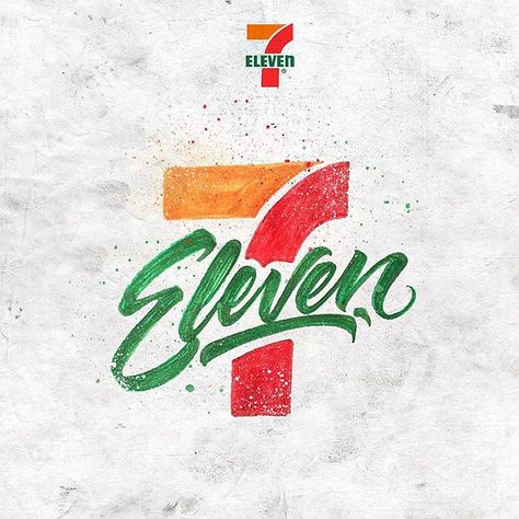 7eleven #TypeMyBrand 7 11 Logo, Seven Eleven, Hand Lettering Logo, Calligraphy Artist, Handwritten Logo, Hand Lettering Inspiration, Logo Redesign, Logos Inspiration, Brand Logos