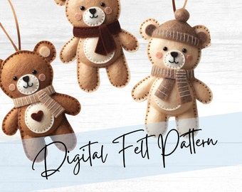 Christmas Gift Projects, Free Felt Templates, Felt Templates Printable Free Pattern, Felt Bear Pattern, Felt Teddy Bear, Teddy Bear Template, Felt Bear, Quiet Book Pages, Felt Templates