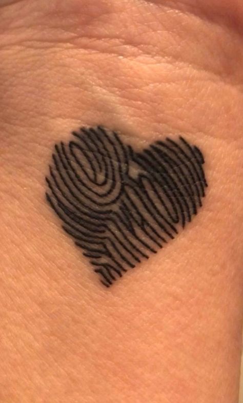 Two finger print makes heart Small Fingerprint Tattoos For Women, Tattoo Finger Print, Thumb Print Tattoos, Heart Fingerprint Tattoo, Finger Print Tattoo Ideas, Thumb Print Tattoo Ideas, Finger Print Tattoo, Thumbprint Tattoo, Fingerprint Tattoo