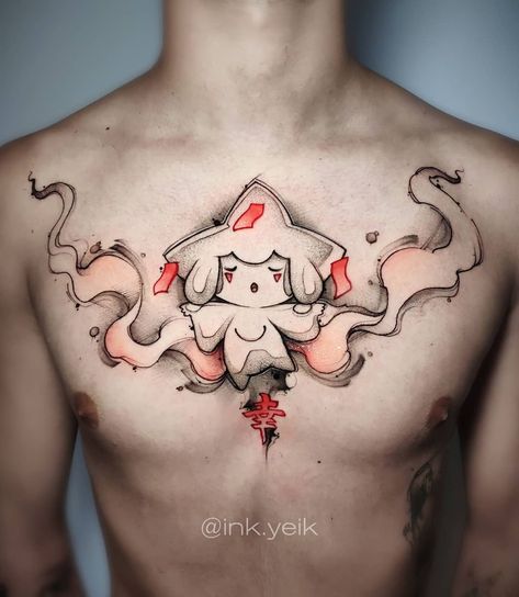 CRISTIAN CARRIÓN on Instagram: “Jirachi in the pechi • Pokémon . Desliza para ver el videazo producido por el master: @urielbruvisuals . . Con @balm_tattoo y @eternalink .…” Jirachi Pokemon Tattoo, Pokemon Chest Tattoo, Creepy Pokemon Tattoo, Tiny Pokemon Tattoo, Jirachi Tattoo, Rayquaza Tattoo, Jirachi Pokemon, Creepy Pokemon, Pokemon Tattoos