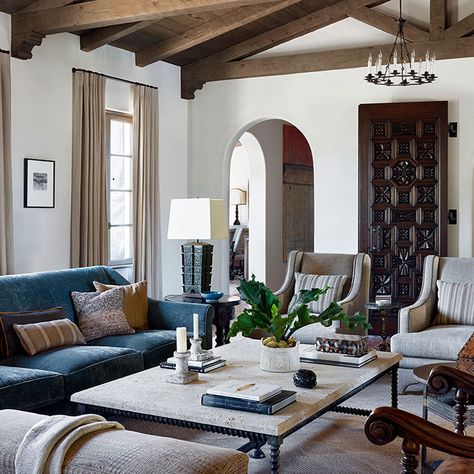 Interiors – Woodside – Mediterranean Revival | Madeline Stuart Spanish Revival Interior, Spanish Living Room, Madeline Stuart, Spanish Revival Home, Mediterranean Revival, Eternal Sunshine Of The Spotless Mind, Spanish Style Homes, Mediterranean Decor, Spanish Revival