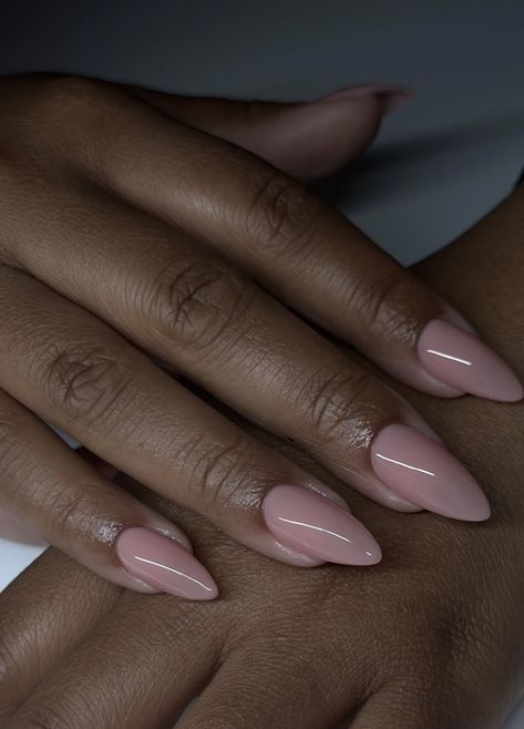 Simple Color Almond Nails, Natural Nails Designs Almond, Medium French Almond Nails, Natural Gel X Nails Almond, Light Wedding Nails, One Nail Color Ideas, Ballet Pink Almond Nails, Oval Gel X Nails, Nails Simple Elegant Natural Looks