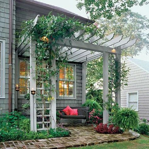 Porch And Patio, Garage Pergola, Patio Design Ideas, Pergola Ideas, Backyard Pergola, Pergola Plans, Landscape Plans, Home Landscaping, Pergola Patio