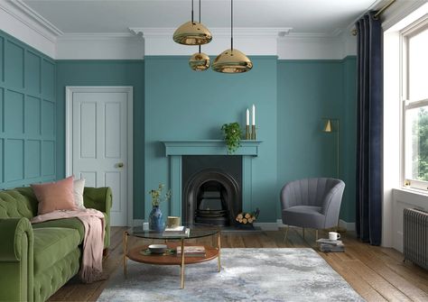 Maritime Teal - Colours | Heritage Dulux Heritage Colours, Dark Green Living Room, Dulux Paint, Dulux Heritage, Green Walls, Living Room Green, Beautiful Interior Design, Green Paint, Front Room