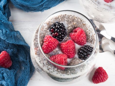 Chia pudding with fresh berries by tenkende. Chia pudding with fresh berries in glass for breakfast #Sponsored #fresh, #pudding, #Chia, #berries Liver Healthy Foods, Pudding Chia, Liver Recipes, Liver Diet, Healthy Breakfast Ideas, Healthy Liver, Health Dinner Recipes, Business Icons, Chia Pudding