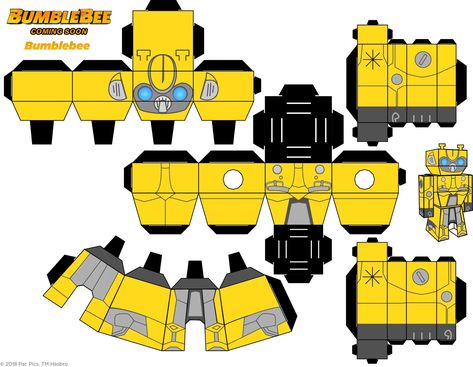 Transformers Craft, Transformers Printables, Transformers Papercraft, Bumblebee Toys, Paper Robot, Bumblebee Movie, Transformers Coloring Pages, Diy Paper Art, Candy Theme Birthday Party