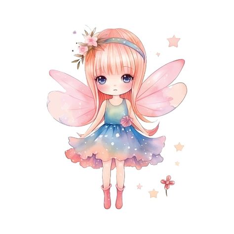 Cute fairy watercolor paint | Premium Vector #Freepik #vector #pixie #cute-fairy #fairy #kawaii Fairy Kawaii, Fairy Watercolor, Elf Wings, Wall Decor Decals, Cute Fairy, Wall Stickers Bedroom, Entryway Living Room, Stickers Wall, Creative Wall