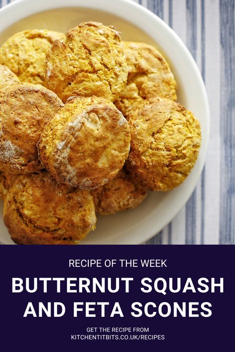 Scones are great, not just for afternoon tea, but also for lunch or snack. These butternut squash and feta scones make for a savoury change and a way of getting another veg into us and our children. Even better, you only need half a medium-sized butternut squash for this recipe, so it’s great for using up any leftover squash. You could also swap the squash for a sweet potato. #recipe #homecooking #scones #quickandeasymeals #snacktime #speedymeals #butternutsquash #feta #lunchtime Squash Biscuits, Feta Scones, Leftover Squash, Butternut Squash Feta, Turkish Cheese, Savory Butternut Squash, Sweet Potato Recipe, Scones Ingredients, Potato Recipe