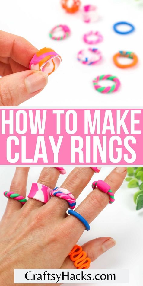 You can easily create more super cute DIY accessories on a low budget when you make your own and learn how to make these DIY clay rings. These adorable DIY rings are perfect for teens and adults to have fun creating. Clay Sculpting Tips, Air Dry Clay Rings Diy, Easy Polymer Clay Ideas For Beginners, How To Make Clay Rings, Polymer Clay Crafts Easy, Polymer Clay Ring Ideas, Polymer Clay Rings Diy, Air Dry Clay Rings, Stuff To Make With Clay