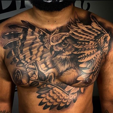 I AM NOT A TATTOO ARTIST on Instagram: “🦉🦉🦉🦉 • • • #TATTOOARTIST @cakeduplok 📍COLLEGE PARK, MARYLAND • • #BLACKARTISTRY101 #BLACKANDTATTED #BLACKGIRLSWITHTATTOOS…” College Park Maryland, Leg Tattoo Men, Stomach Tattoos, College Park, Owl Tattoo, Skin Art, Chest Tattoo, Artist On Instagram, A Tattoo