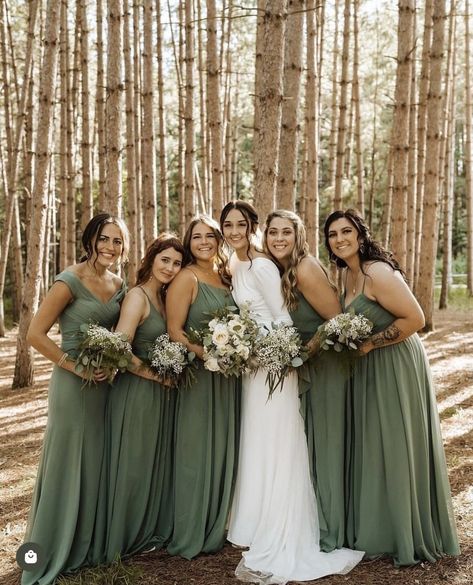 Mixed Green Bridesmaid Dresses, Azazie Eucalyptus, Forest Green Bridesmaid Dresses, Summer Weddings Bridesmaids, Sage Bridesmaid Dresses, Pallet Wedding, Outdoor Wedding Dress, Summer Bridesmaid Dresses, Sage Green Bridesmaid Dress