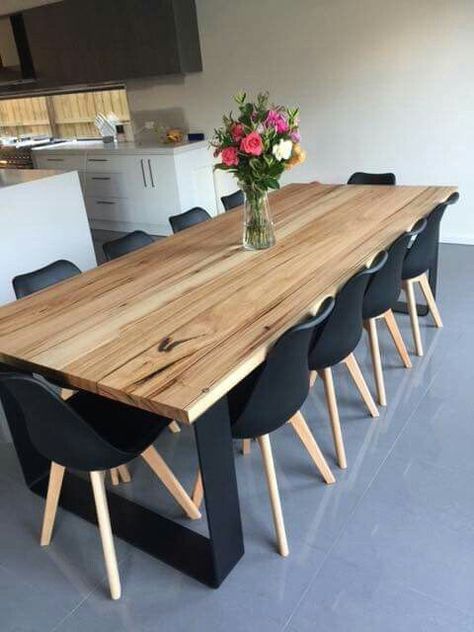 Unique Dining Tables, Dining Room Table Decor, Contemporary Dining Room, Dining Table Design, Farmhouse Dining Room, Best Dining, Farmhouse Dining, Wooden Table, Dining Room Design