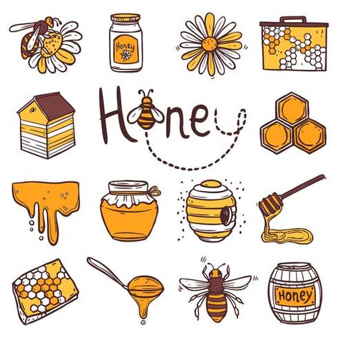 Bee Pics, Honey Logo, Honey Label, Honey Jars, Bee Images, Zestaw Ikon, Golden Harvest, Spelling Bee, Doodle Sketch