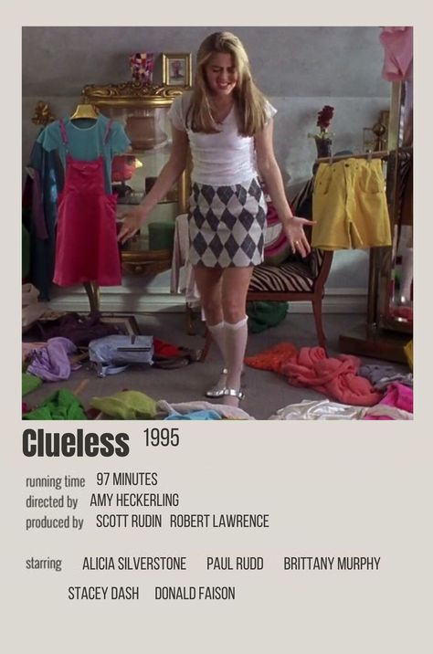 Clueless 1995 minimalist poster Clueless Collage, Clueless Movie Poster, Clueless Minimalist Poster, Char From Clueless, Movies Like Clueless, Clueless 1995, Stacey Dash, Alicia Silverstone, Brittany Murphy