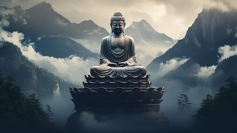 Buddha Artwork, Buddha Painting, Buddha Quotes, Nature Landscape, High Quality Images, Buddha Statue, Graphic Resources, Statue, Quotes