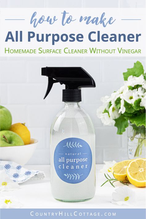 See how to make the best natural DIY all purpose cleaner recipe with essential oils! The homemade zero waste mildly disinfectant cleaning spray can be made with vodka, rubbing alcohol, Dr Bronners castile soap, Sal Suds, Dawn, Thieves, On Guard, washing soda, baking soda, hydrogen peroxide and lemon EO. Easy method for how to make your own DIY Mrs Meyers without vinegar, without borax. Safe for marble and granite, plus printable labels #cleaner #cleaning #greenliving | countryhillcottage.com Sal Suds, Essential Oil Cleaner, Homemade All Purpose Cleaner, Diy Cleaning Spray, Baking Soda Cleaner, Diy All Purpose Cleaner, Vinegar Cleaner, Homemade Cleaners Recipes, Natural Cleaner