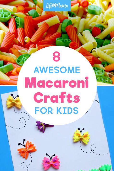 Colored Macaroni Crafts, Macaroni Preschool Activities, Colored Noodles Crafts, Pasta Crafts For Preschoolers, Pasta Crafts For Toddlers, Macaroni Necklaces Kids Crafts, Pasta Activities For Preschool, Pasta Diy Crafts, Kitchen Crafts For Kids