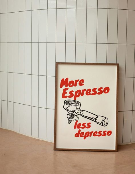 Coffee Bar Letterboard, Retro Coffee Bar, More Espresso Less Desperado, Coffee Aesthetic Poster, Cafe Prints, Vintage Coffee Bar, Art Deco Cafe, Cozy Wall Art, Trendy Cafe