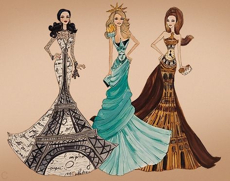 Three Women, Fashion Sketch, New Paris, The Eiffel Tower, Fashion Design Sketches, Awesome Art, Art Plastique, Design Sketch, Fashion Sketches