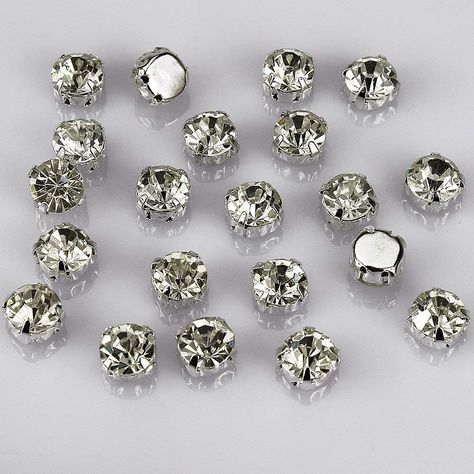 Amazon.com: LolliBeads (TM) 100 Pcs Crystal Ringed Sew on Rhinestone Czech Glass with Silver Plated Brass Base Prongs Cup, White 4 mm Crystal Falls, Crochet Lace Edging, Aari Work, Crystal Ab, Sewing Trim, Stone Work, Arts And Crafts Supplies, White Crystal, Lace Edging