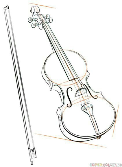 Violin Art Drawing, Music Drawings Doodles, Bow Step By Step, Doodles Step By Step, Violin Drawing, Violin Tattoo, Musical Instruments Drawing, Violin Art, Learn Violin