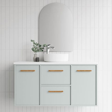 Wall Hung Vanity Ideas Bathroom, Wall Hung Bathroom Vanities, Bathroom Wall Hanging, Bathroom Design Trends, Ideal Bathrooms, Coastal Bathrooms, Vanity Design, Kitchen Solutions, Cabinet Finishes