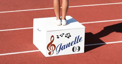 4 Tips for Personalizing Your Sideline Cheer Box Senior Cheer Box Ideas, Cheer Box Ideas, Cheer Boxes To Stand On, Cheer Boxes Designs High School, Cheer Box Ideas High School, Cheer Box, Sideline Cheer, Varsity Cheer, Cheer Team Gifts