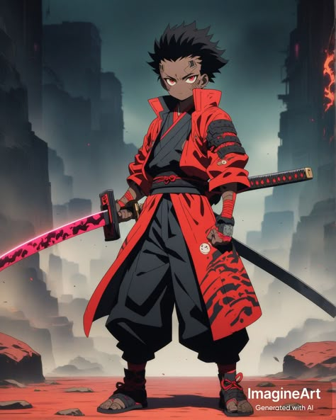 Ninja Ninja Afro Samurai, Hot Characters Cartoon, Samurai Anime, African Artwork, Black Comics, Anime Warrior, Animation Art Character Design, Black Cartoon Characters, Afrocentric Art