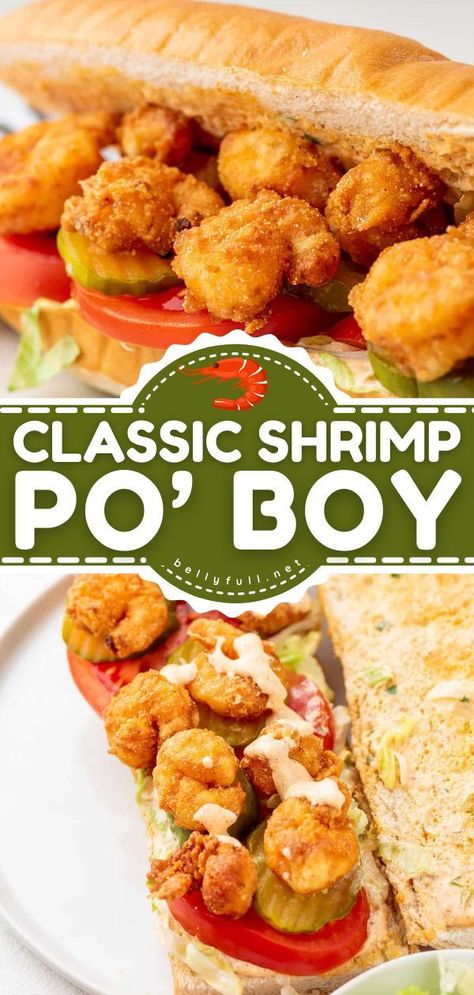 Poboy Sandwich Recipe, Shrimp Po Boy Recipe, Po Boy Sandwich, Shrimp Po Boy, I Lost 100 Pounds, Popcorn Shrimp, Bread Sandwich, Breaded Shrimp, Homemade Tartar Sauce