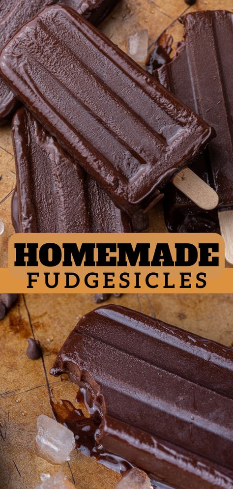 This homemade fudgesicle is the perfect chocolate dessert to serve in the summertime. Homemade Fudgesicles, Fudgesicle Recipe, Fudge Popsicles, Lifestyle Of A Foodie, Chocolate Popsicles, Batch Recipes, Ice Cream Maker Recipes, Frozen Hot Chocolate, Hot Chocolate Cookies